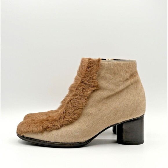 Fendi F/W 1999 Pony Hair Beige & Brown Ankle Boots Vintage 90's Sz EU 36 6 - Picture 2 of 12